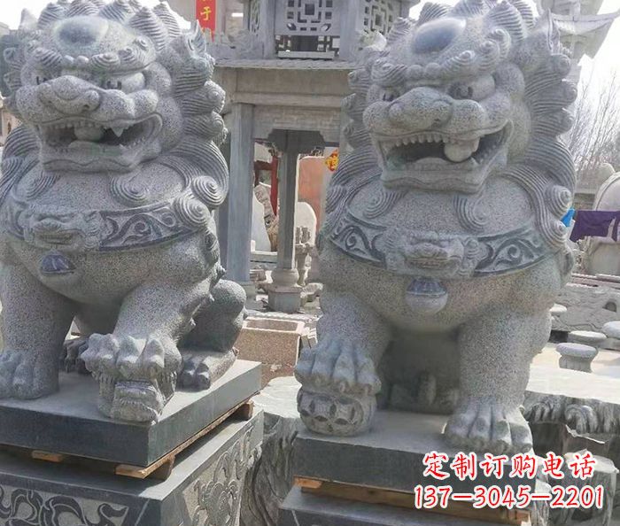 甘肃寺庙景观仿古石狮子 (3)