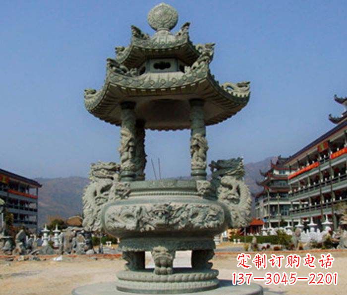 甘肃寺庙景观仿古石香炉