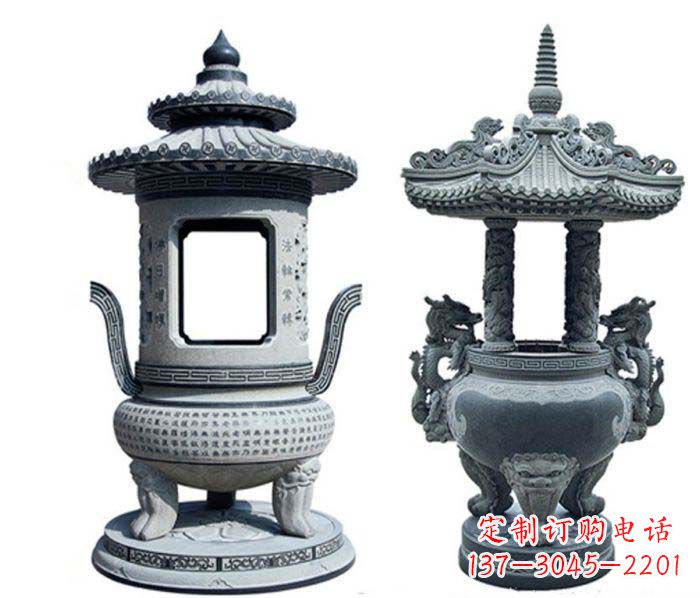 甘肃寺庙景观仿古香炉石雕