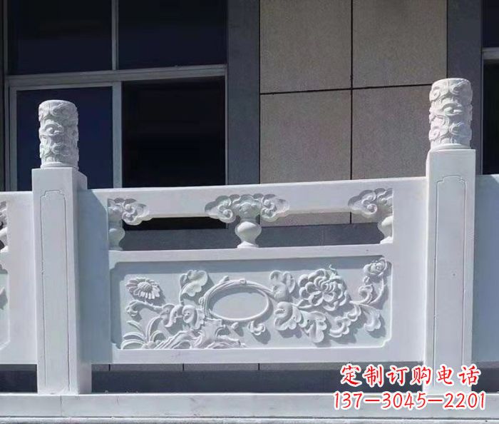 甘肃寺庙景观汉白玉石浮雕栏板 (4)
