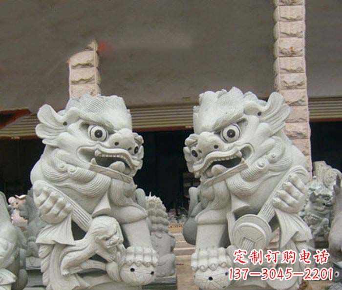 甘肃寺庙景观南方狮子石雕 (2)
