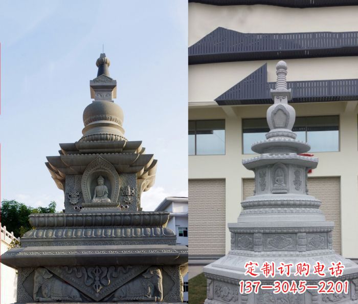 甘肃寺庙景观舍利塔石雕 (3)