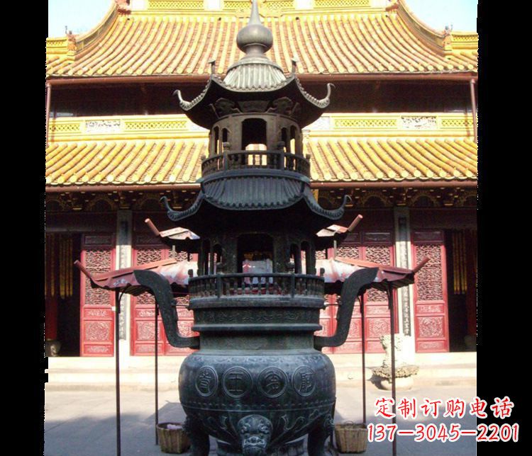 甘肃寺庙景观香炉铜雕