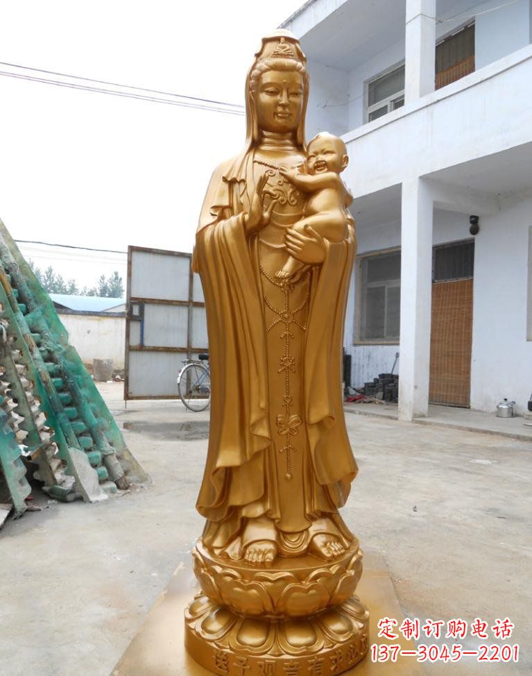 甘肃寺庙立式送子观音铜雕