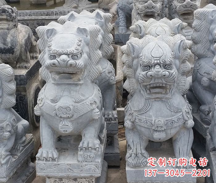 甘肃寺庙青石狮子石雕