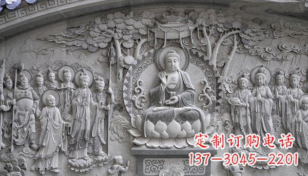 甘肃寺庙墙壁石浮雕佛像