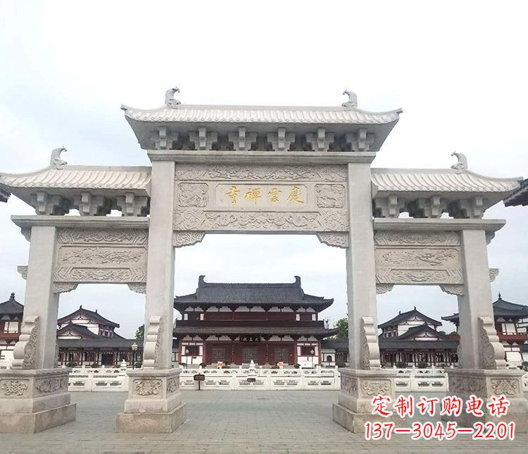 甘肃寺庙三门牌坊石雕