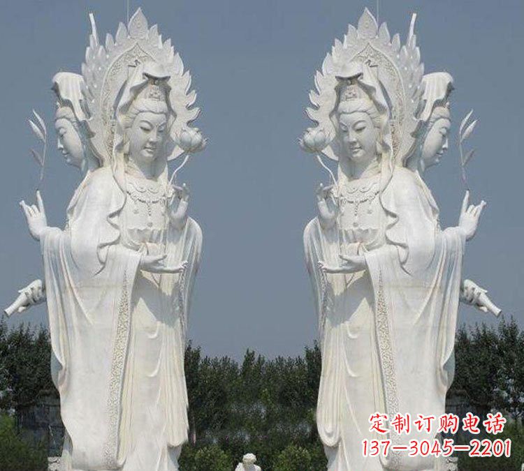 甘肃寺庙三面观音菩萨雕塑