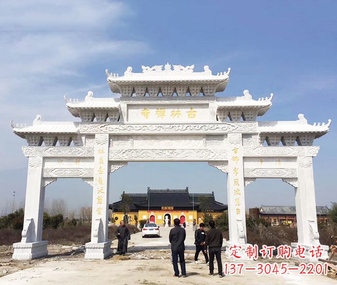 甘肃寺庙三门五楼石牌坊石雕_2