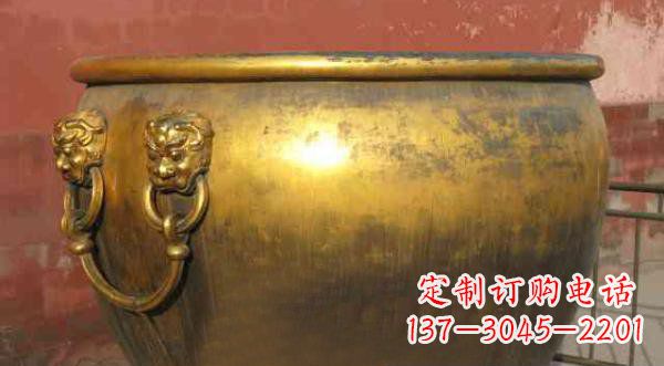 甘肃寺庙水缸铜雕 (2)