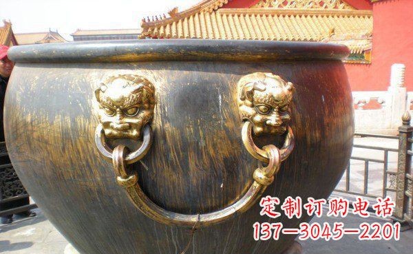 甘肃寺庙水缸铜雕 (3)