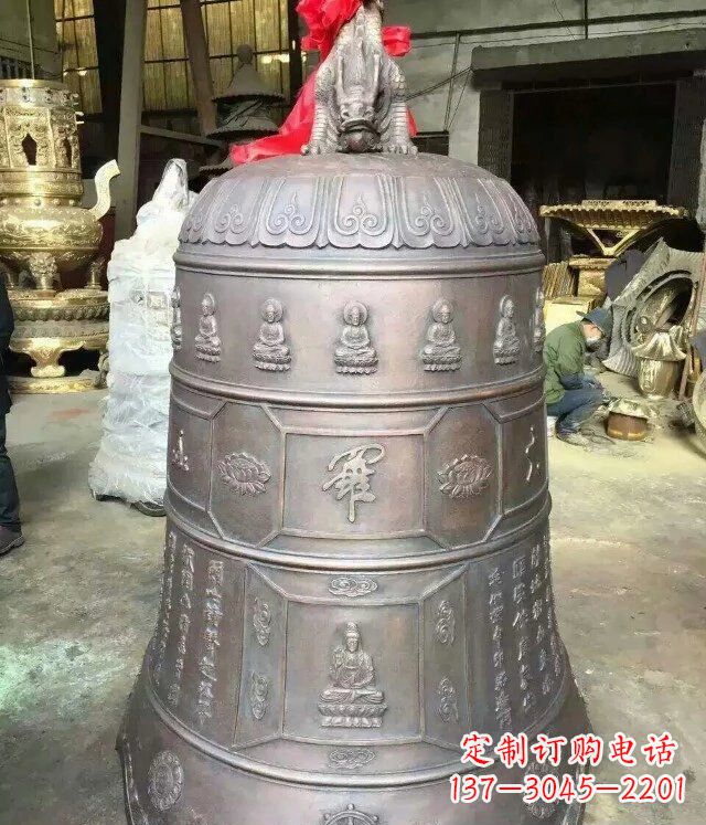 甘肃寺庙铜雕钟铸铜钟雕塑