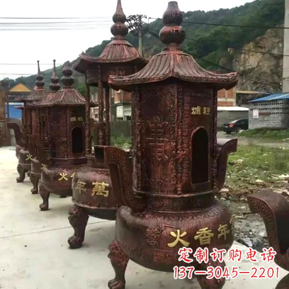 甘肃寺庙铜香炉雕塑