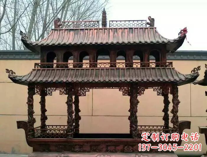 甘肃寺庙香炉铜雕 (3)