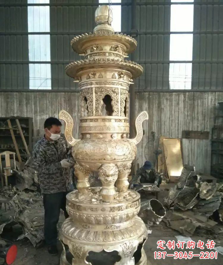 甘肃寺庙香炉铜雕 (5)