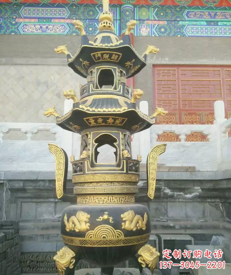 甘肃寺庙香炉铜雕_1