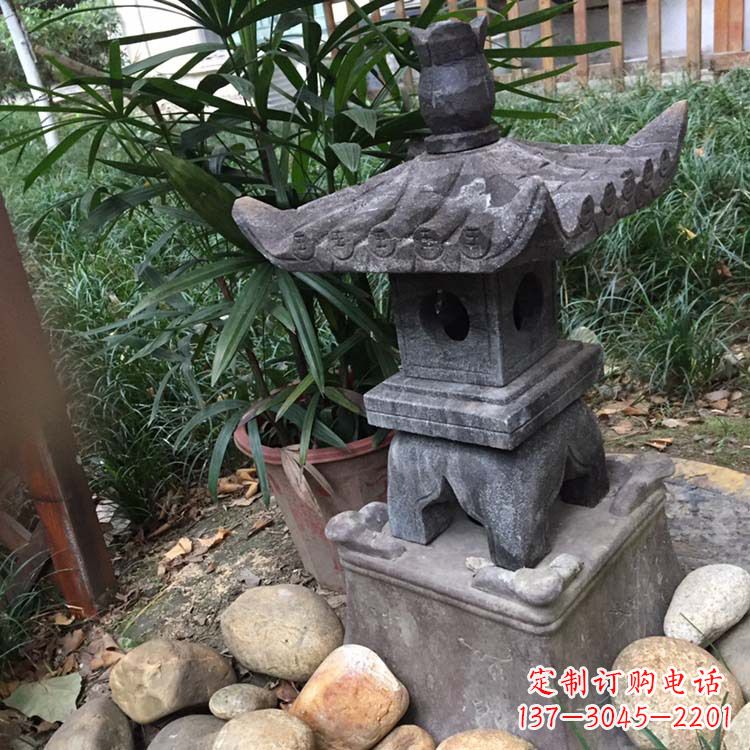 甘肃寺庙园林青石做旧仿古石灯