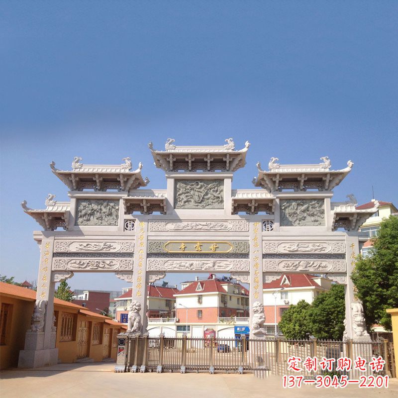甘肃寺院大门石雕牌楼