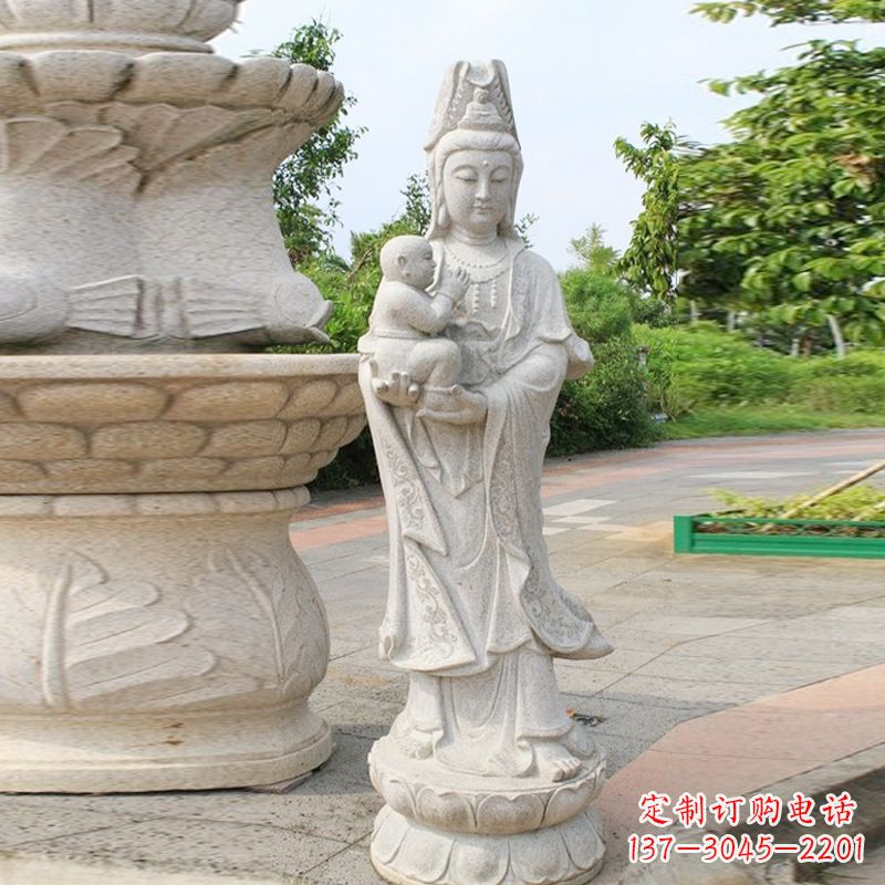 甘肃送子观音汉白玉石雕