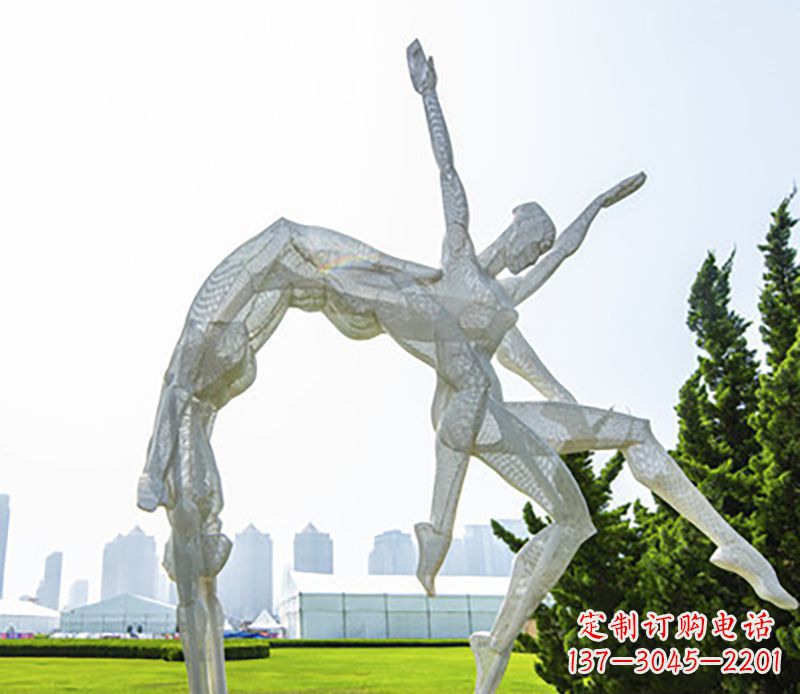 甘肃体操运动员不锈钢雕塑