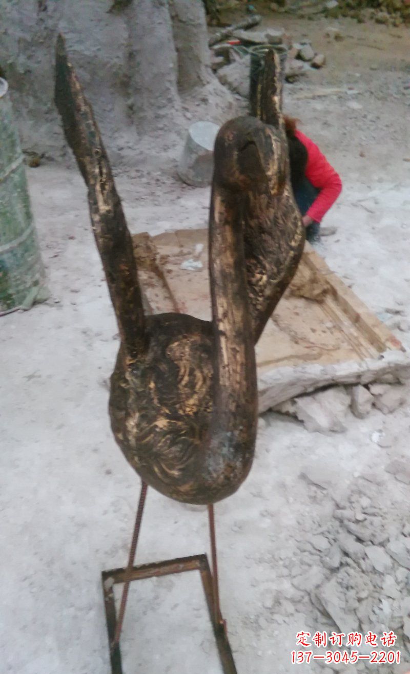 甘肃天鹅动物铜雕 (2)