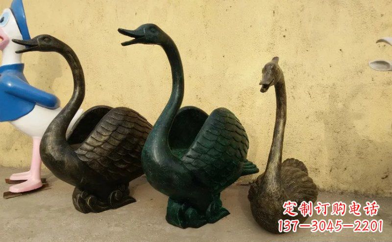 甘肃天鹅动物铜雕 (3)