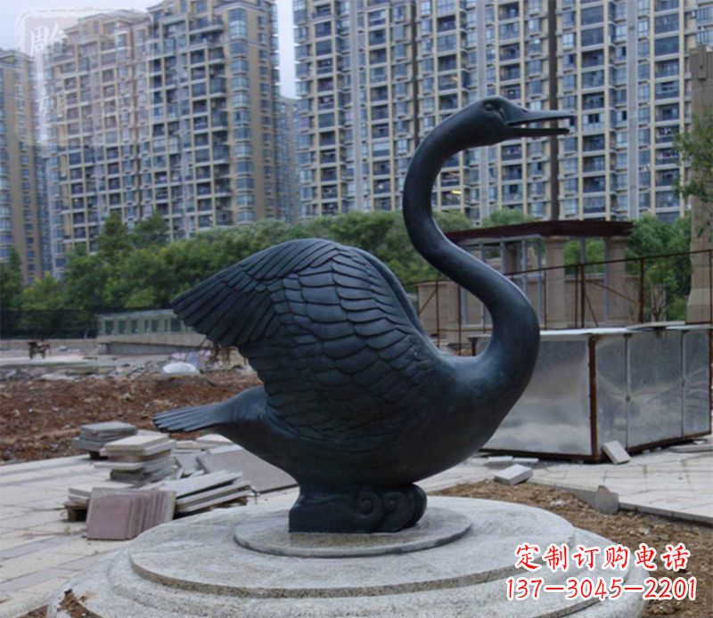甘肃天鹅动物铜雕