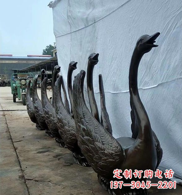 甘肃天鹅喷泉铜雕,园林喷泉水景流水组件