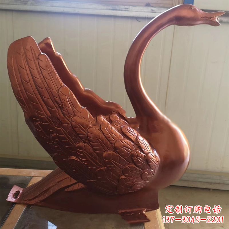 甘肃天鹅铜雕塑,喷泉吐水天鹅装饰摆件