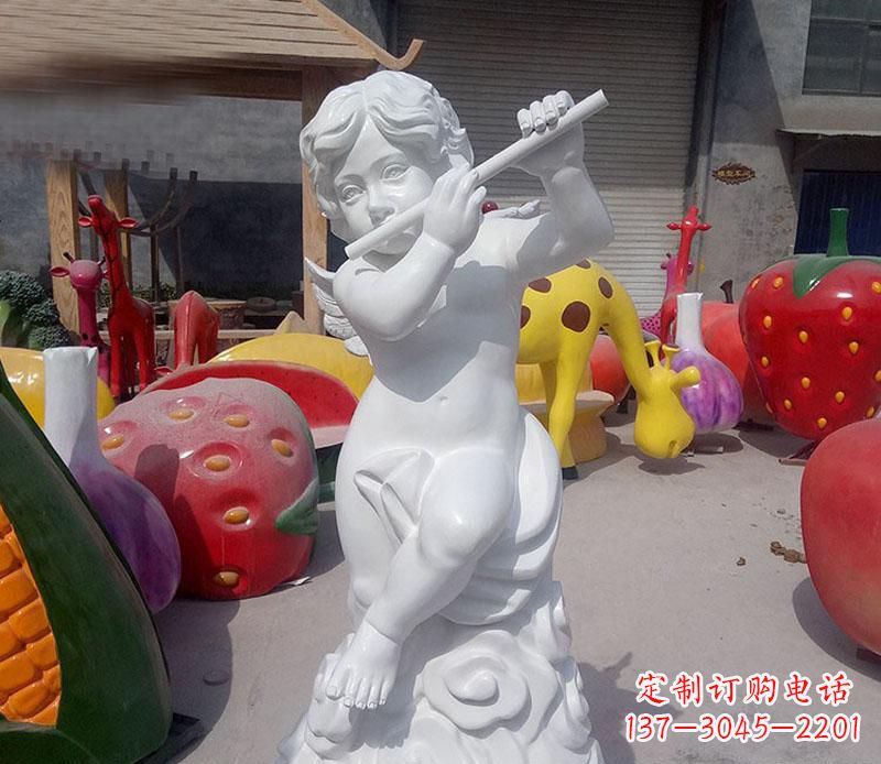 甘肃天使吹笛人物石雕