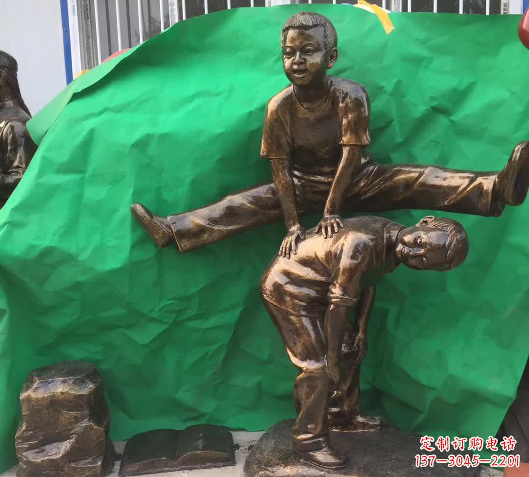 甘肃跳马儿童铜雕