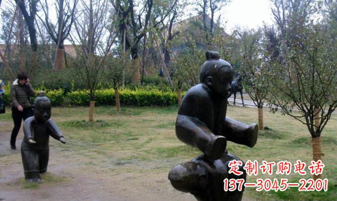 甘肃跳山羊公园人物铜雕