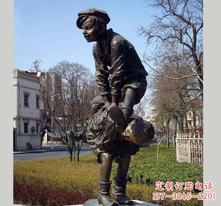 甘肃跳山羊人物铜雕