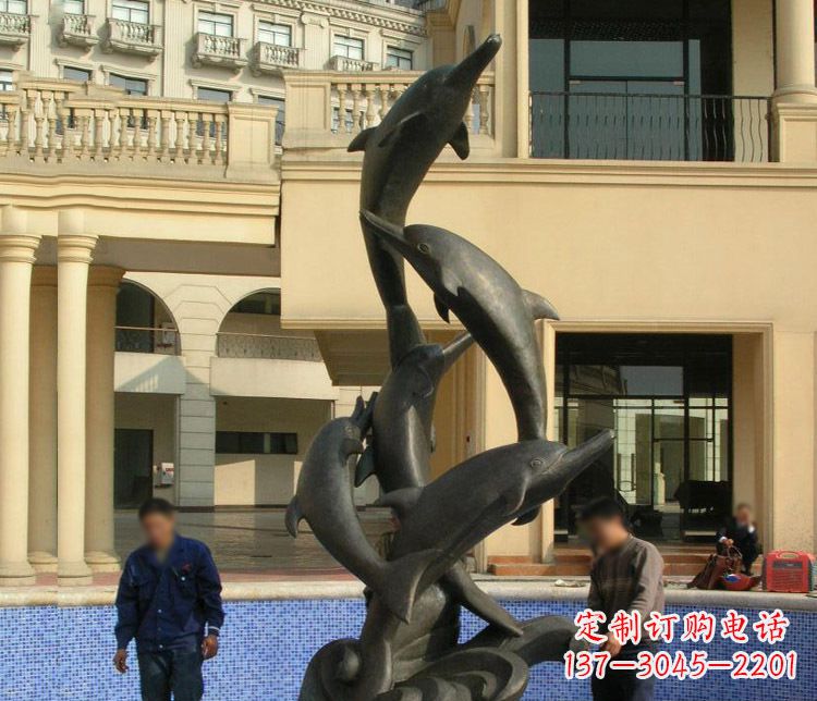 甘肃跳跃海豚景观铜雕