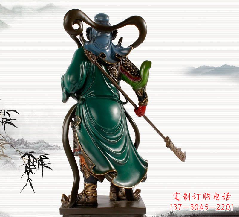 甘肃铜雕彩绘武财神关公
