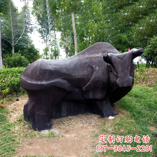 甘肃铜雕抽象牛-公园草坪水牛雕塑
