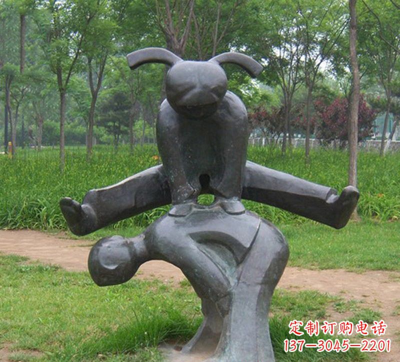 甘肃铜雕抽象跳山羊儿童