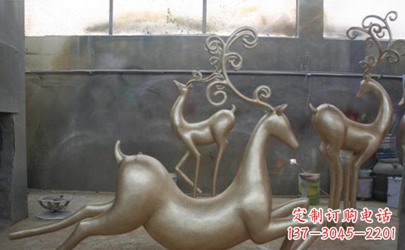 甘肃铜雕抽象树枝梅花鹿雕塑