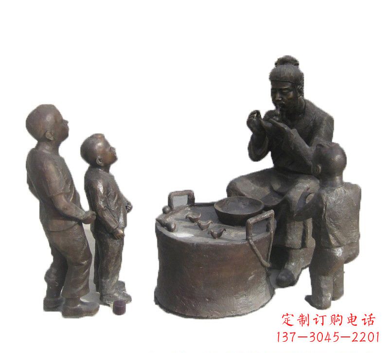 甘肃铜雕吹糖人的古代人物