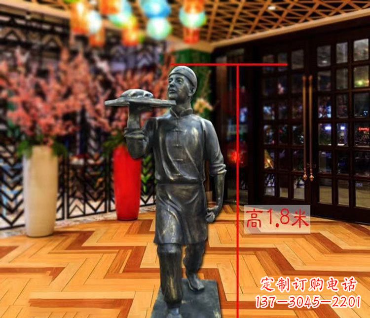 甘肃铜雕店小二人物雕塑 (2)