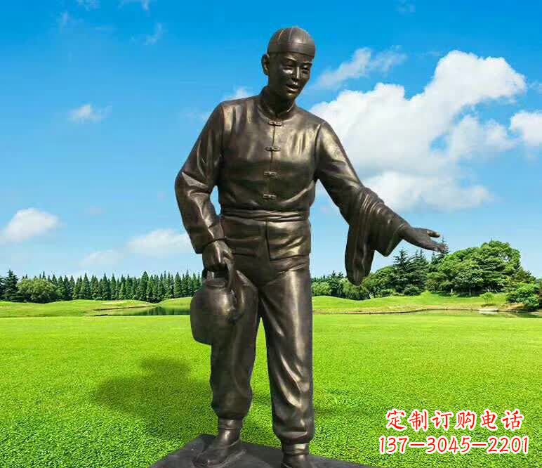 甘肃铜雕店小二人物雕塑1