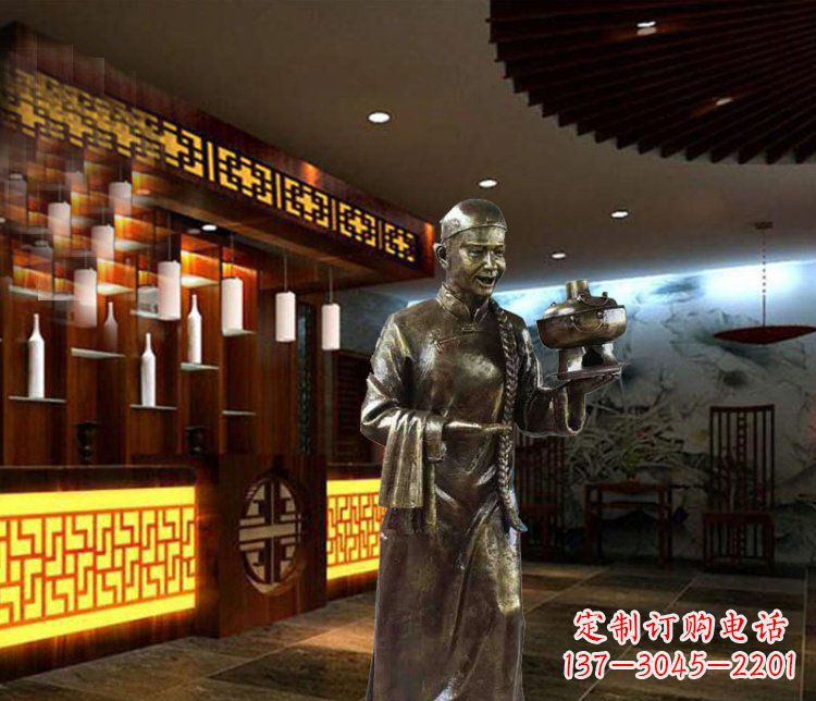 甘肃铜雕店小二小品人物雕塑