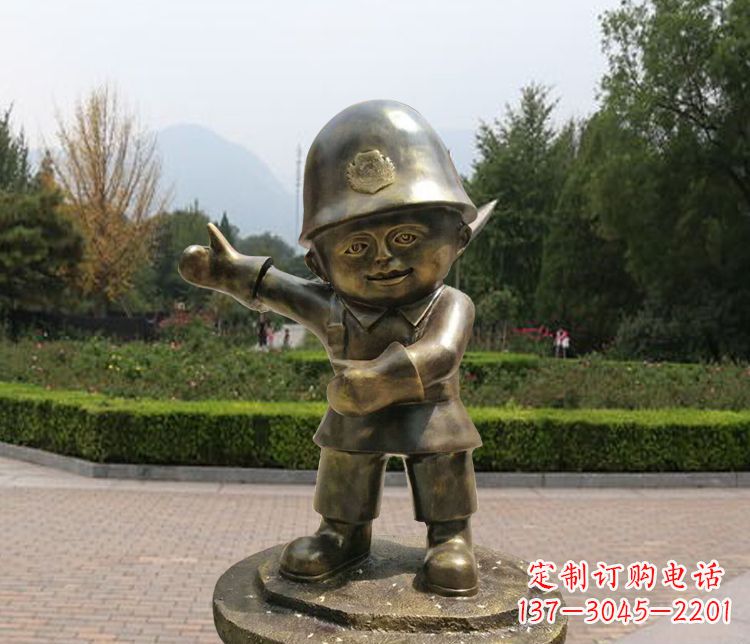 甘肃铜雕儿童交通警察