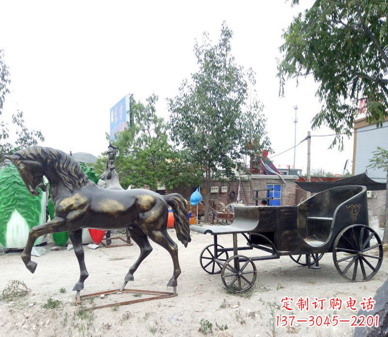 甘肃铜雕古代战马景观摆件
