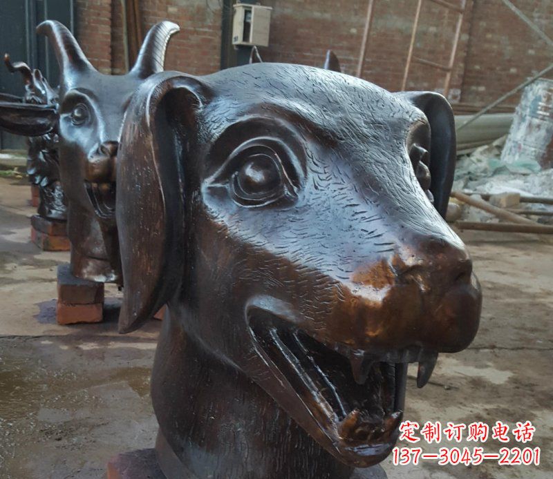 甘肃铜雕广场生肖动物头像装饰摆件