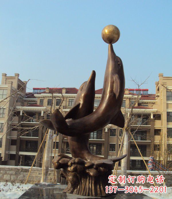 甘肃铜雕海豚雕塑 (2)