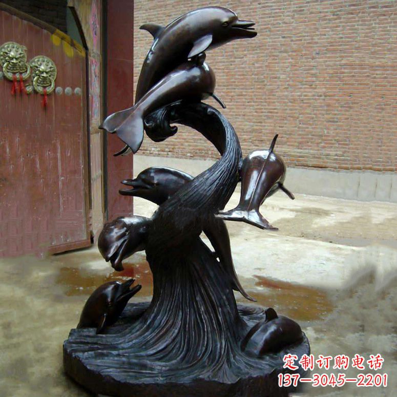 甘肃铜雕海豚景观雕塑
