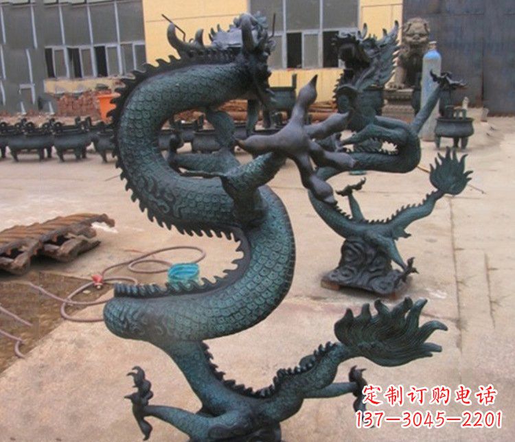 甘肃铜雕户外装饰神龙雕塑摆件