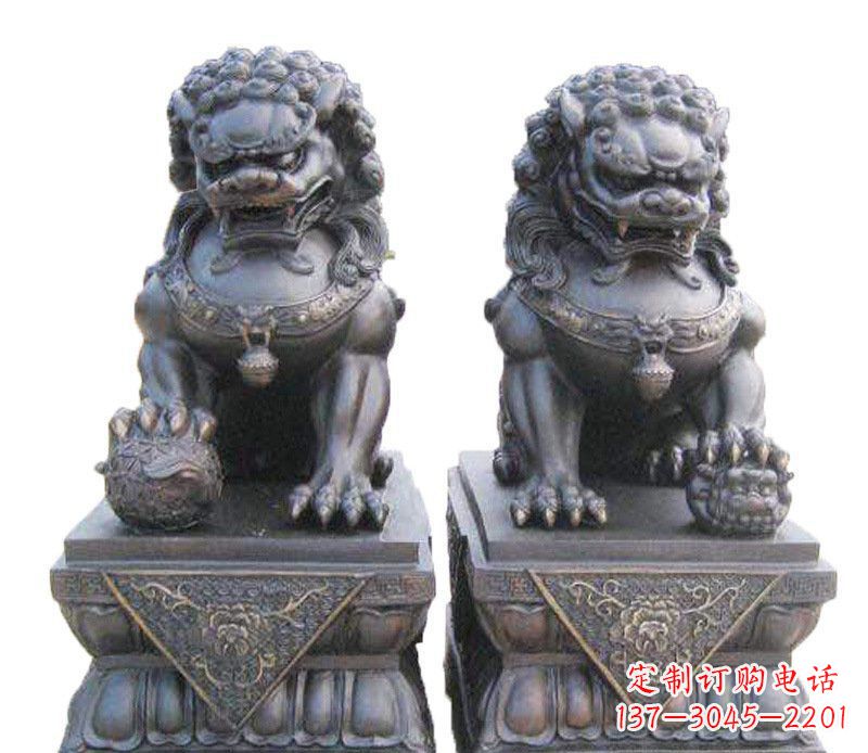 甘肃铜雕酒店镇宅招财狮子摆件 (2)