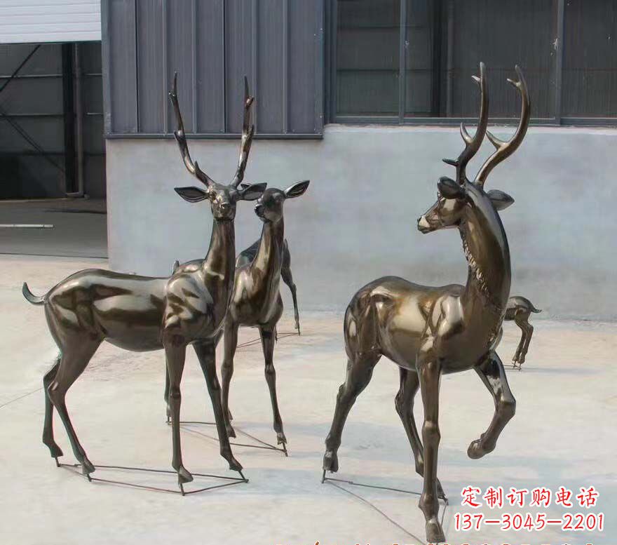 甘肃铜雕鹿群雕塑